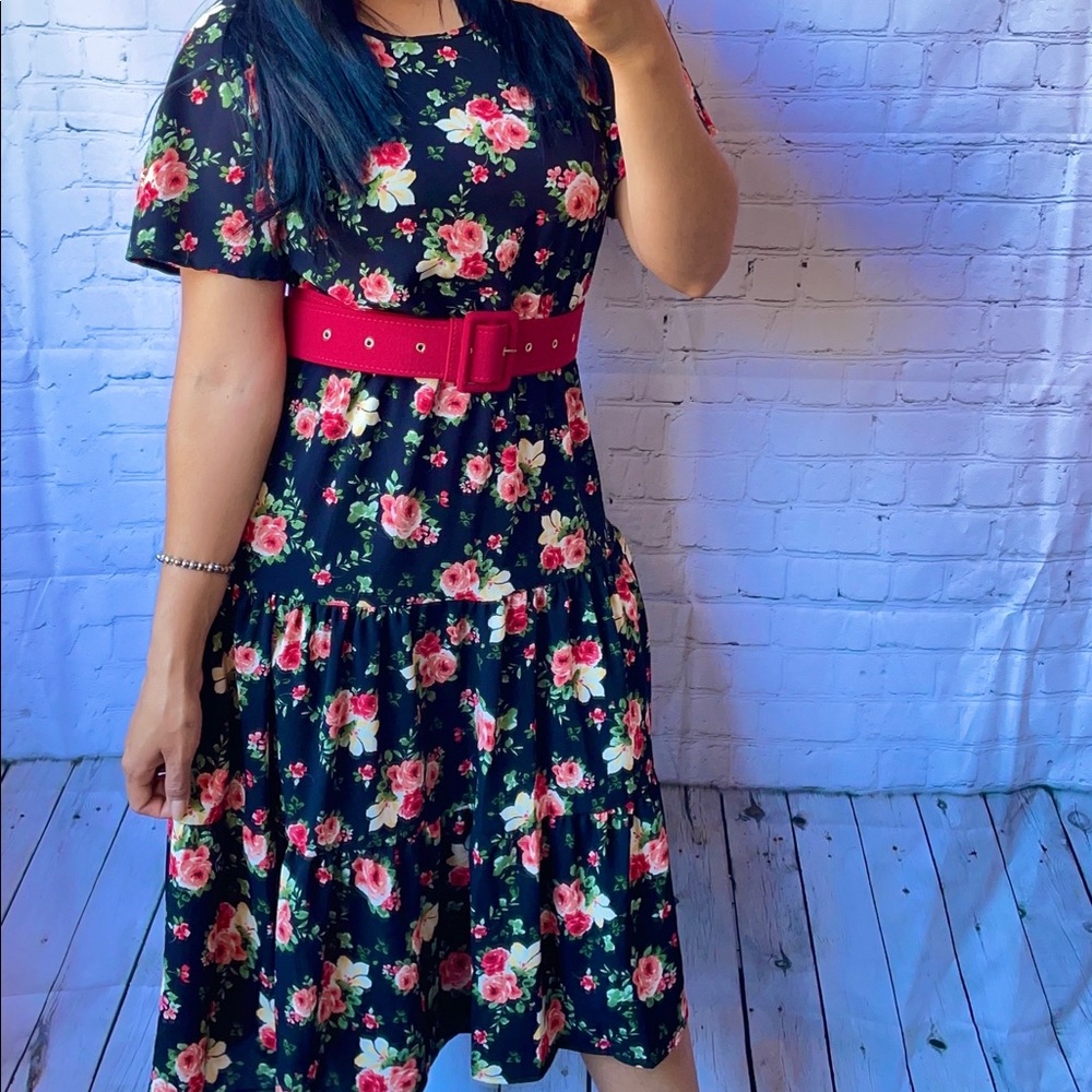 Floral black dress